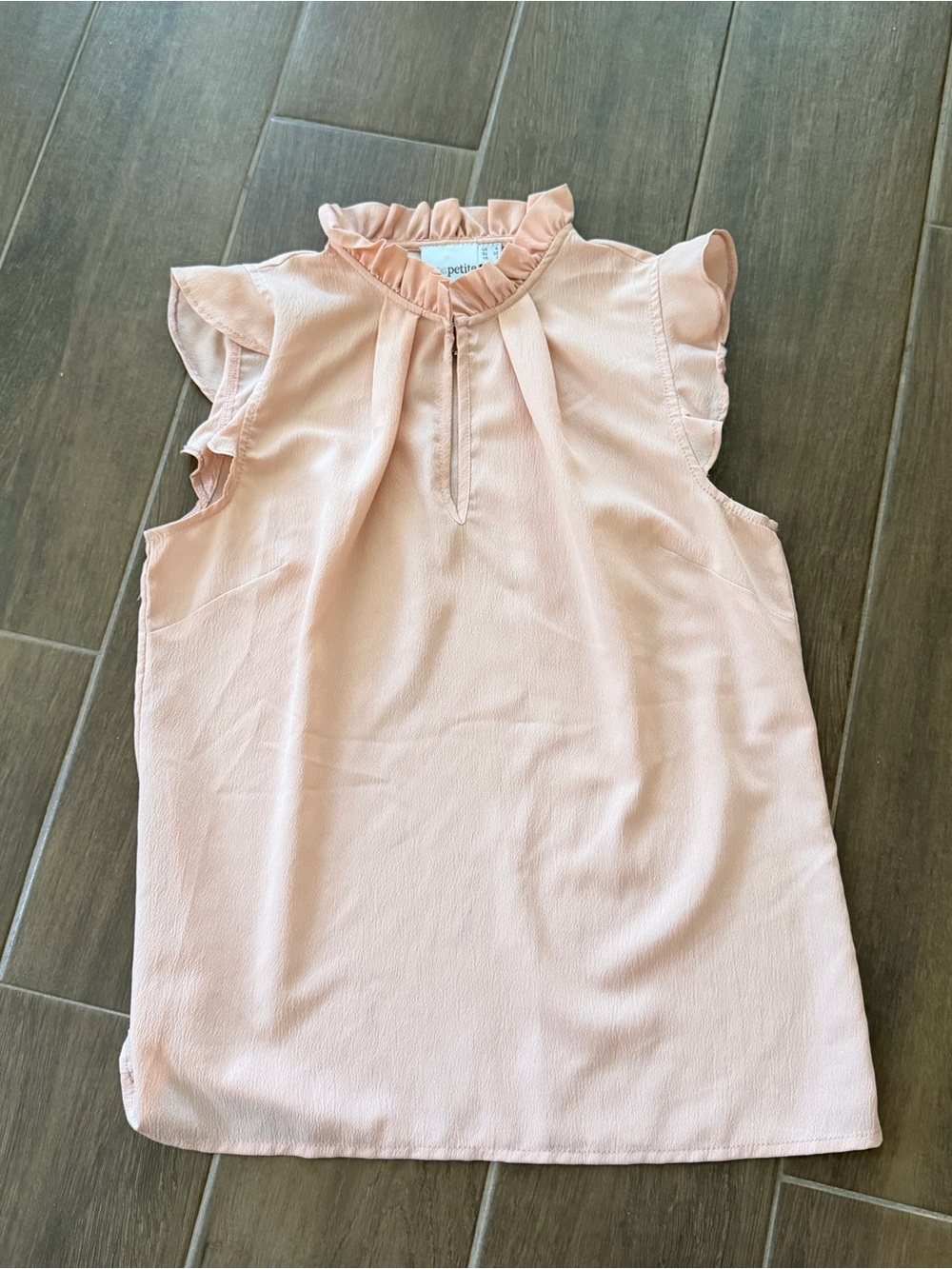 ASOS Ruffled Neck Sleeveless Blouse in Blush Pink